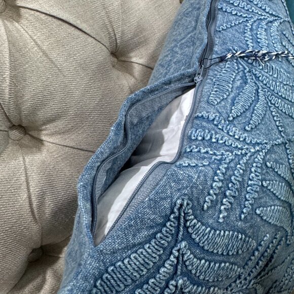 Artistic Accents Blue Embroidered Pillow - Picture 3 of 3